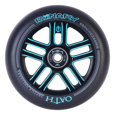 Oath Binary 110mm x 24mm Stunt Scooter Wheels - SOLD AS A PAIR - Black / Blue