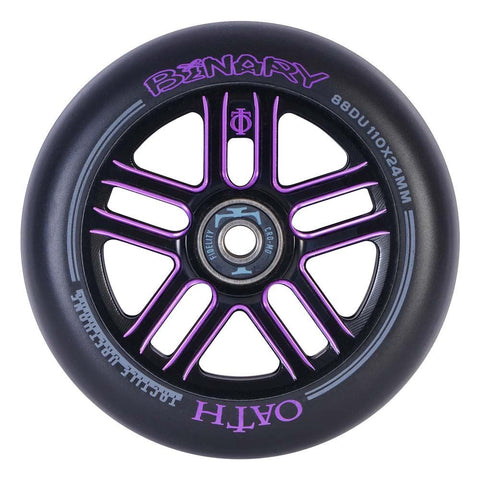 Oath Binary 110mm x 24mm Stunt Scooter Wheels - SOLD AS A PAIR - Black / Purple
