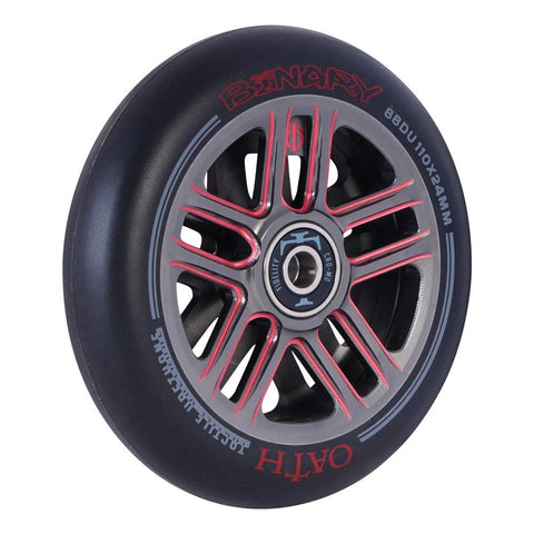 Oath Binary 110mm x 24mm Stunt Scooter Wheels - SOLD AS A PAIR - Red / Titanium