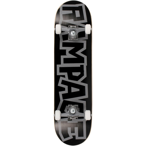 Rampage Block Logo 8"  Complete Skateboard - Black/Grey