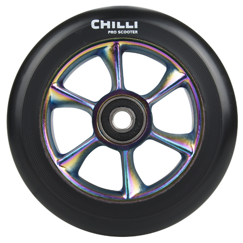 Chilli wheels TURBO black PU/ rainbow core 110mm